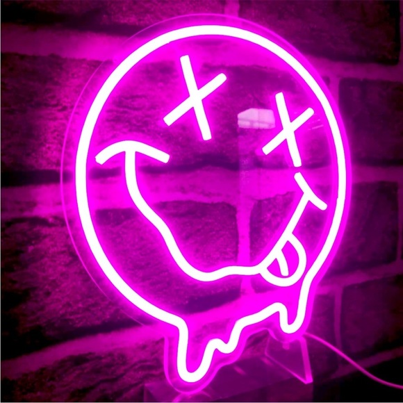 Urban Outfitters Other - Neon Pink Melting Smiley Face Tongue Emoji Party Bday Light LED Wall Room Decor